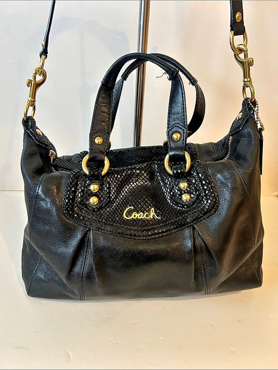 Coach Handbags - Coach Ashley Black Leather & Snake-Embossed Satchel/ Shoulder Bag  Beautiful